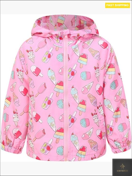 Other - Toddler Girls Rain Jacket Waterproof Hoodie Windbreaker Lightweight Zip Closure